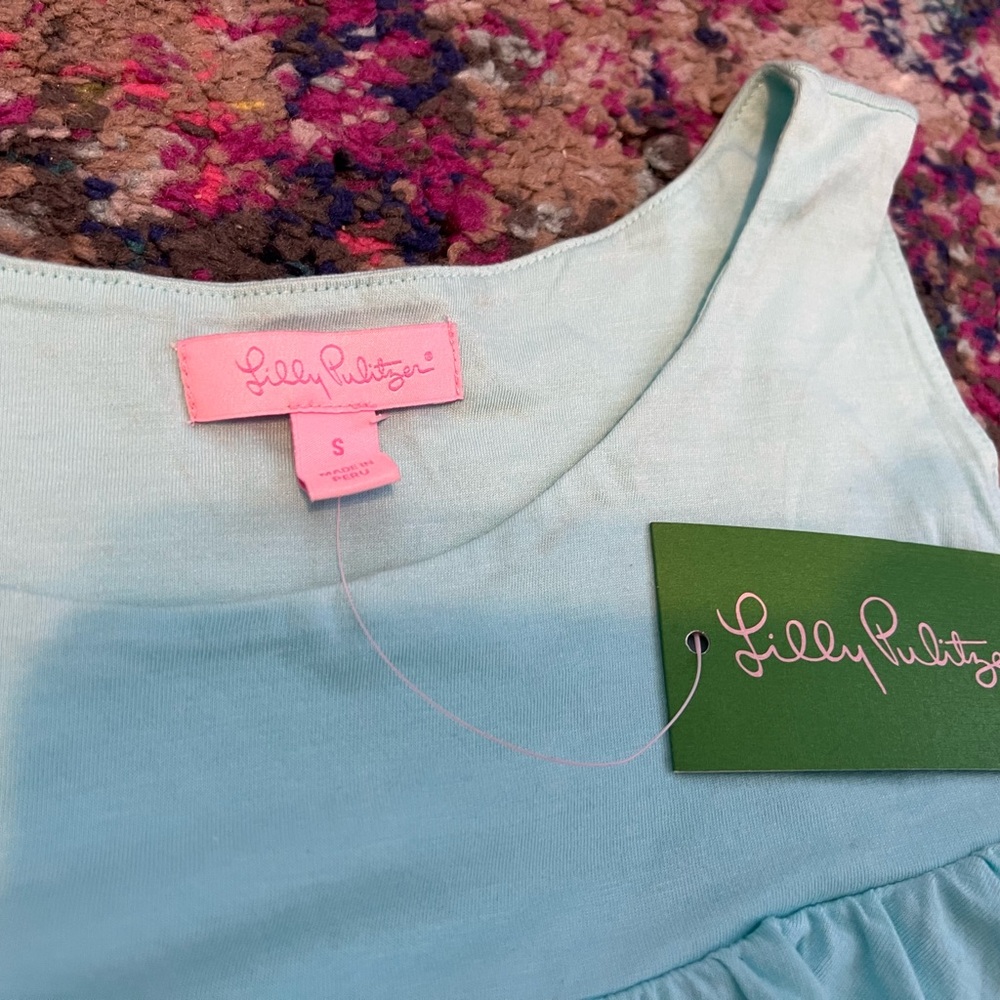 Lilly Pulitzer Light Blue Ruffle Cold-Shoulder Top s - Picture 2 of 7